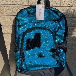 JunShine Blue & Black Reversible-Sequin Backpack